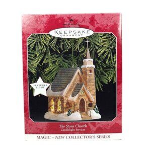 Vintage Hallmark Keepsake Ornament The Stone Church Candlelight Services